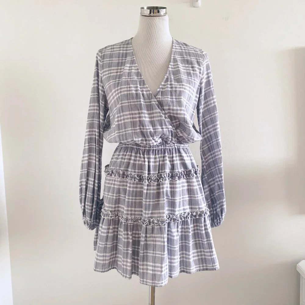 The Fifth Label Ivy Stripe Mini Dress Dress Gray White - Picture 8 of 14
